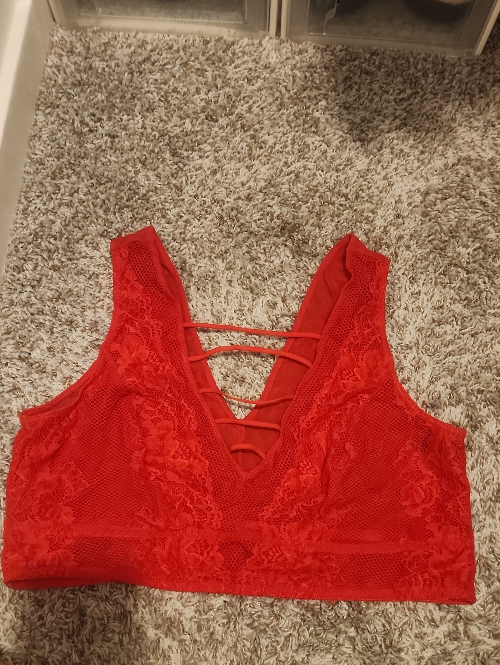 torrid Red Lace Strappy Bralette